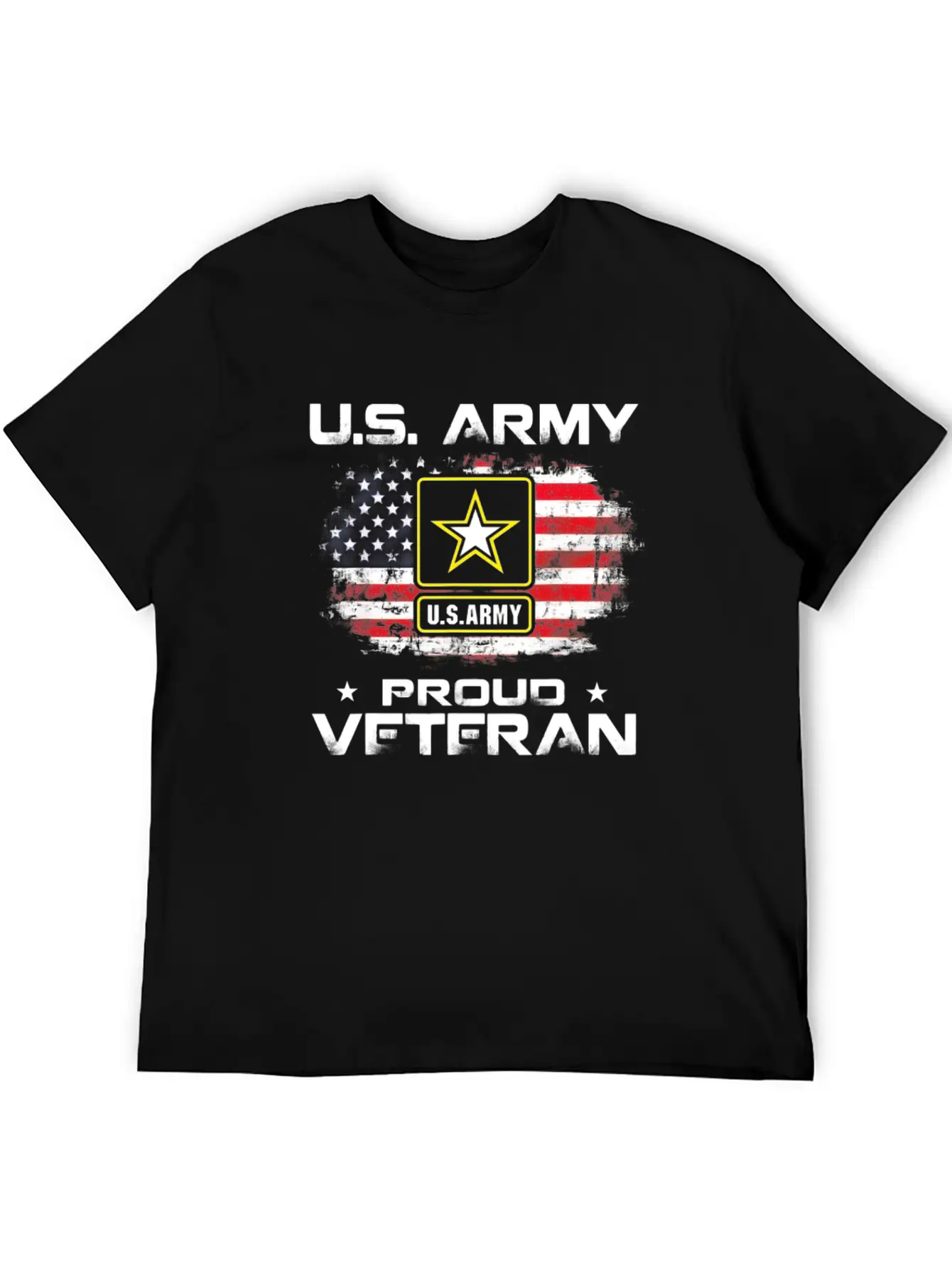 US Army Proud Veteran With American Flag Gift Unisex Short Sleeve Soft Cotton T-Shirt – Casual Everyday Wear