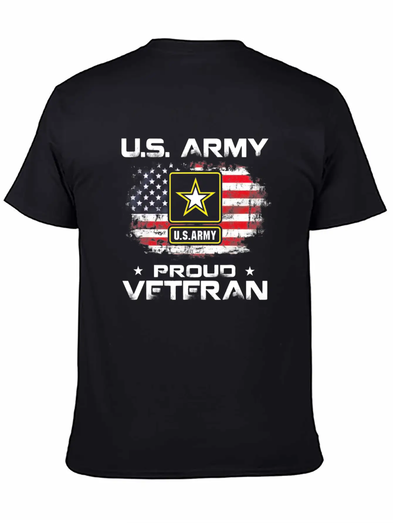 US Army Proud Veteran With American Flag Gift Unisex Short Sleeve Soft Cotton T-Shirt – Casual Everyday Wear