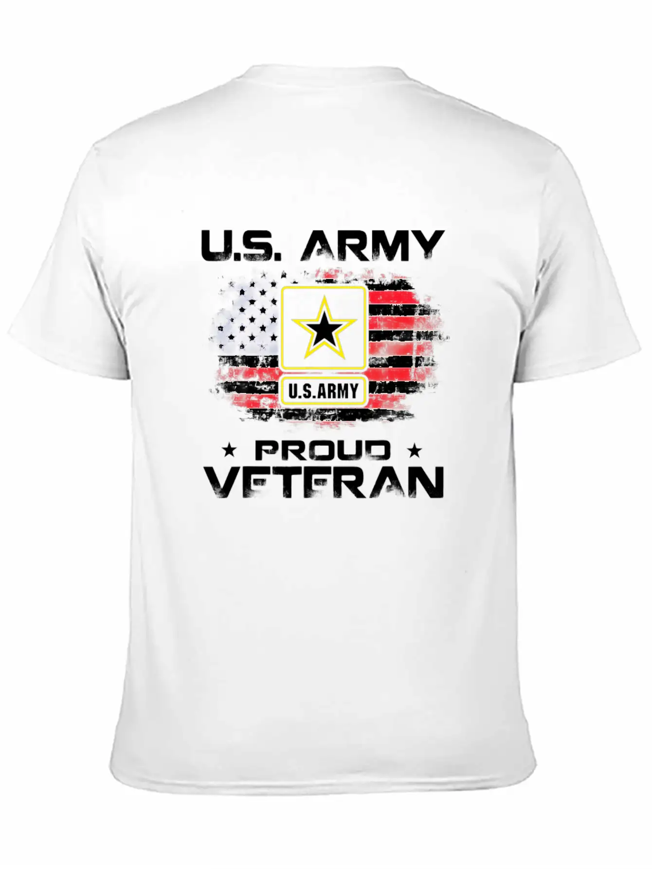 US Army Proud Veteran With American Flag Gift Unisex Short Sleeve Soft Cotton T-Shirt – Casual Everyday Wear
