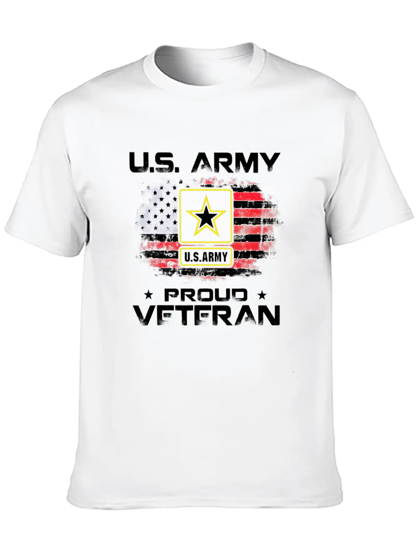 US Army Proud Veteran With American Flag Gift Unisex Short Sleeve Soft Cotton T-Shirt – Casual Everyday Wear