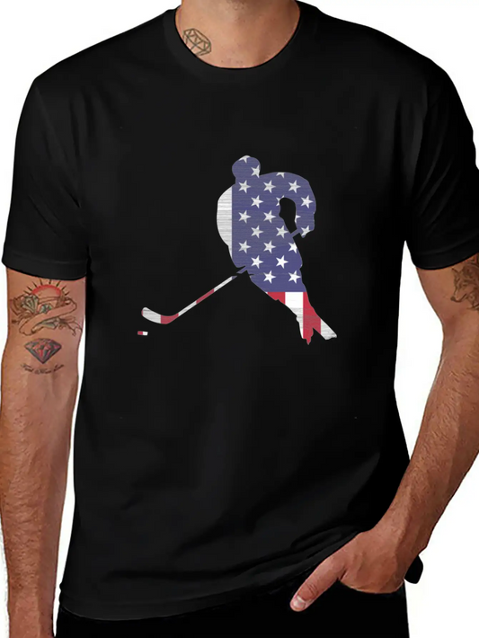 USA Flag Hockey Silhouette Unisex Casual T-Shirt – Clean Design For Daily Comfort