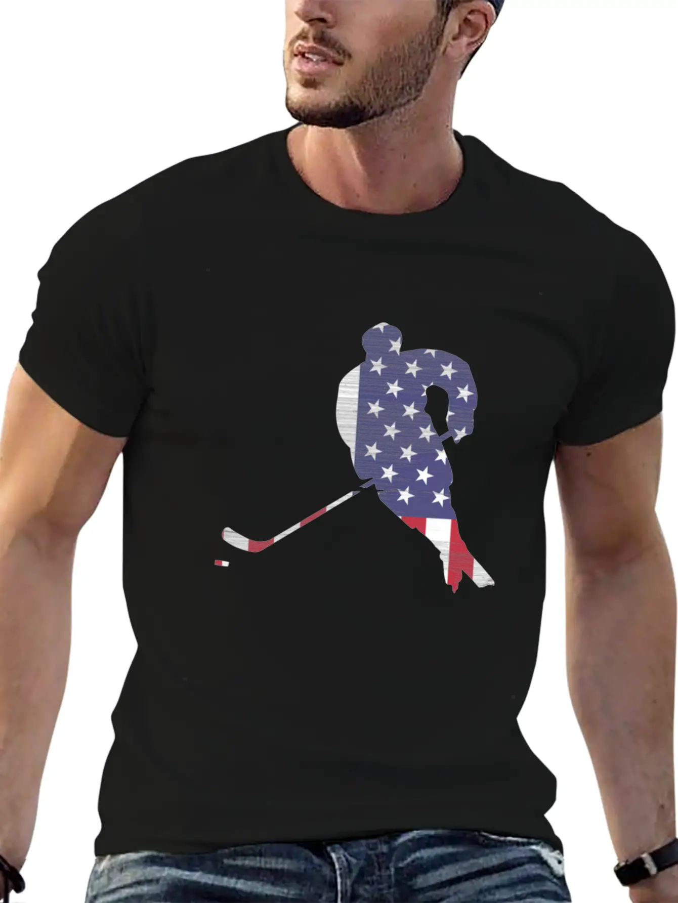 USA Flag Hockey Silhouette Unisex Casual T-Shirt – Clean Design For Daily Comfort