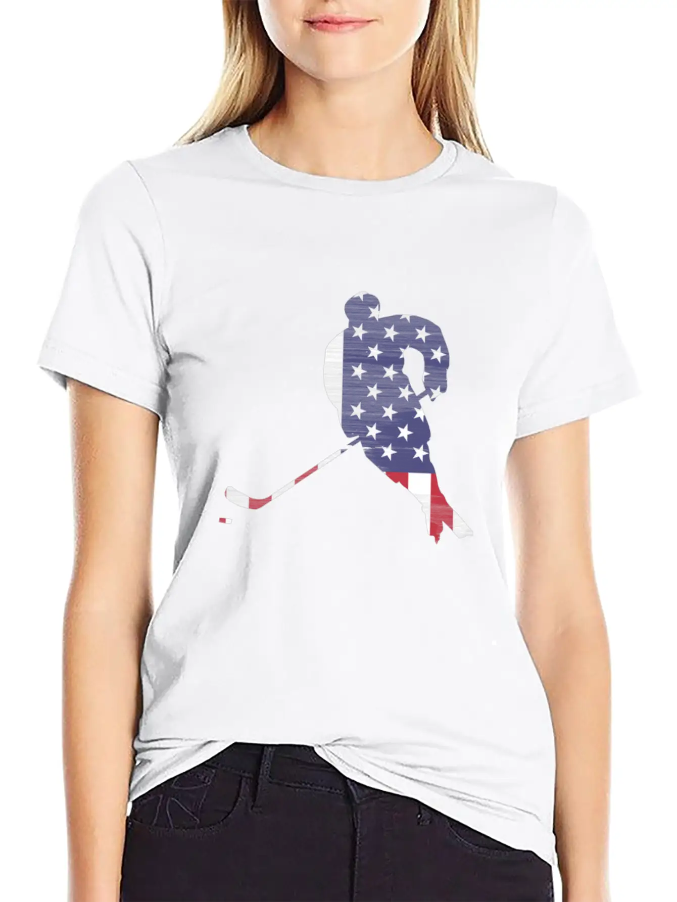 USA Flag Hockey Silhouette Unisex Casual T-Shirt – Clean Design For Daily Comfort