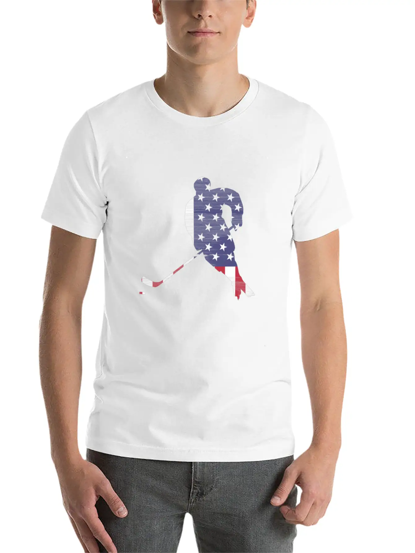 USA Flag Hockey Silhouette Unisex Casual T-Shirt – Clean Design For Daily Comfort