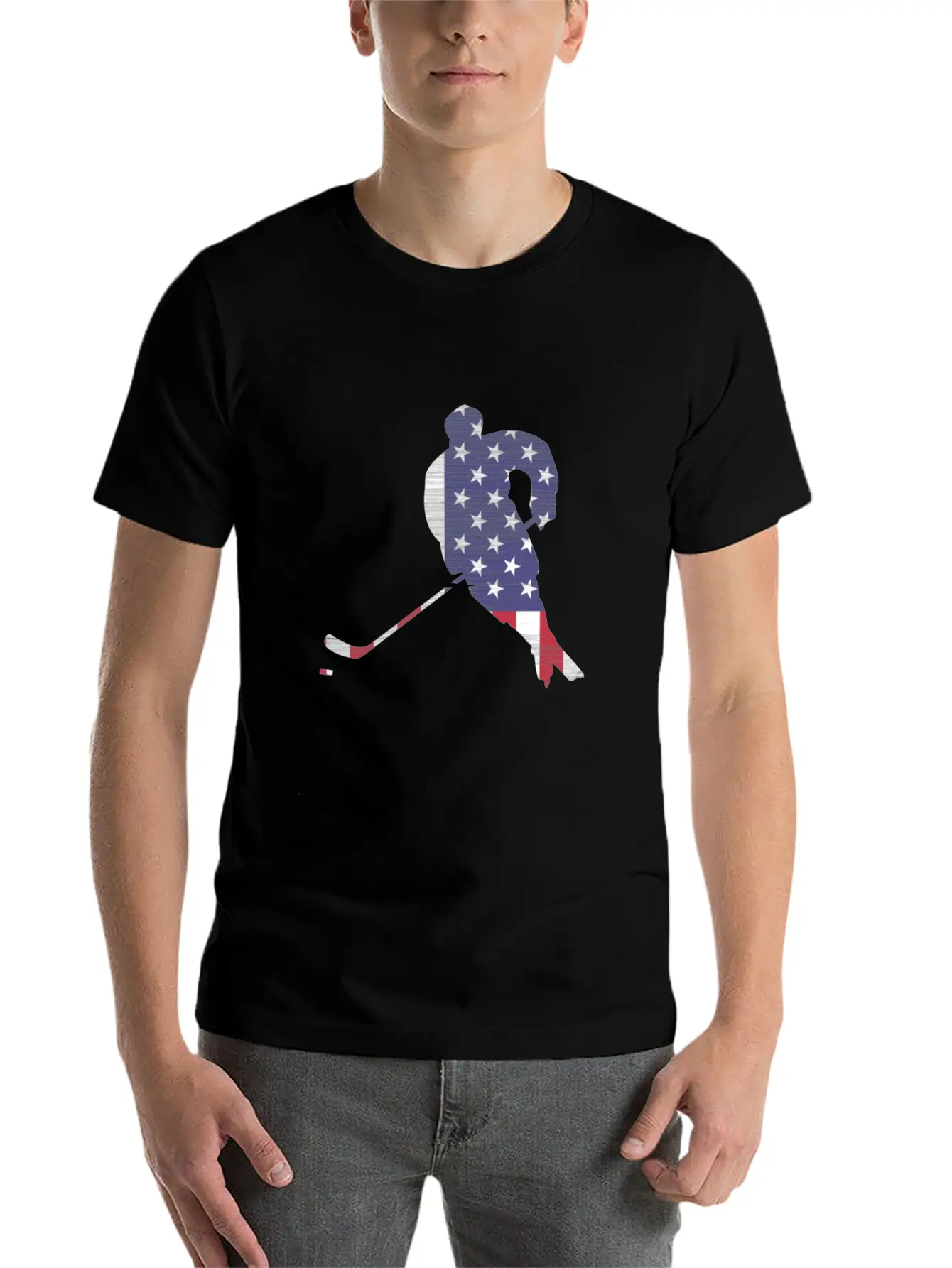 USA Flag Hockey Silhouette Unisex Casual T-Shirt – Clean Design For Daily Comfort