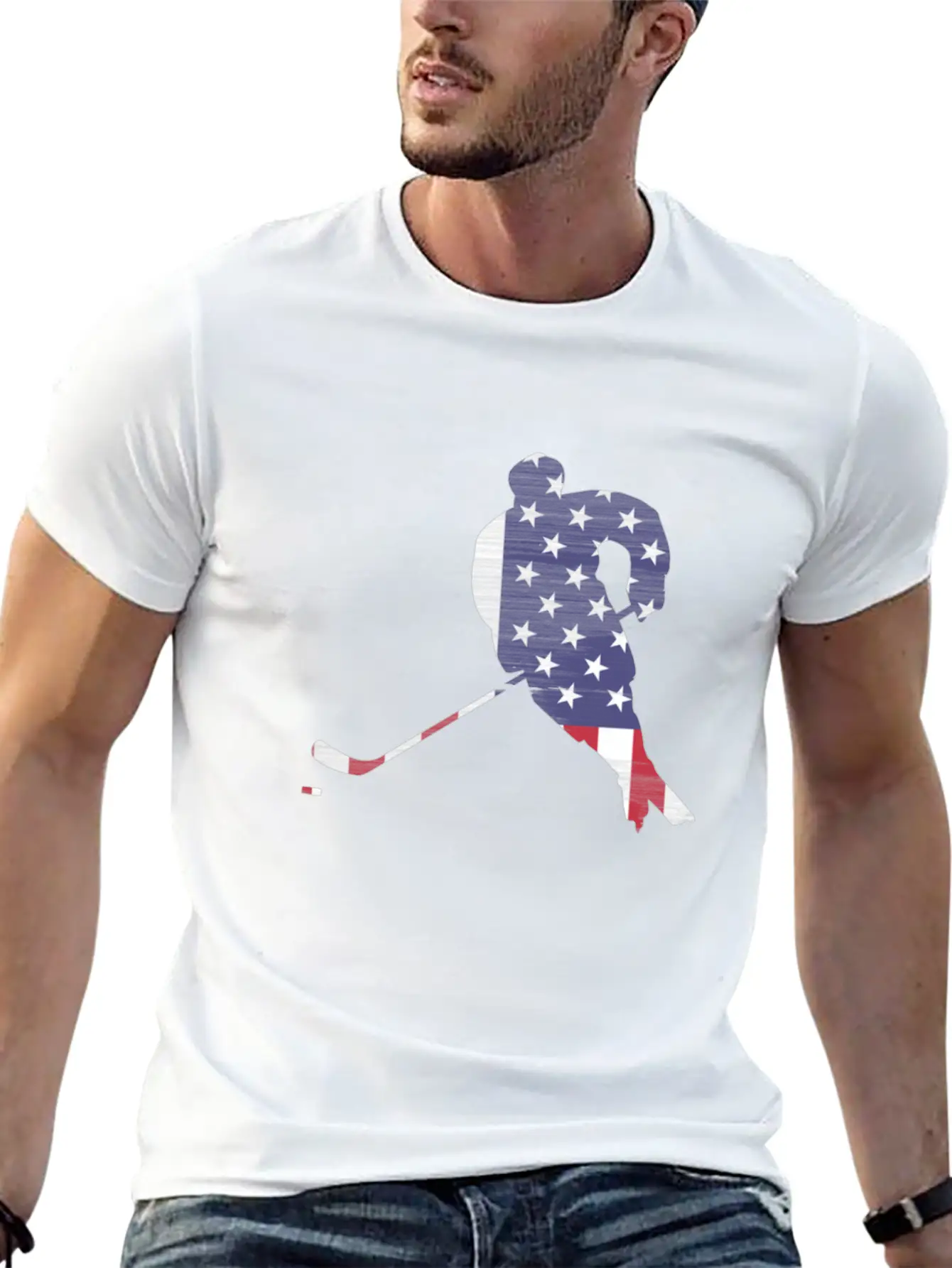 USA Flag Hockey Silhouette Unisex Casual T-Shirt – Clean Design For Daily Comfort