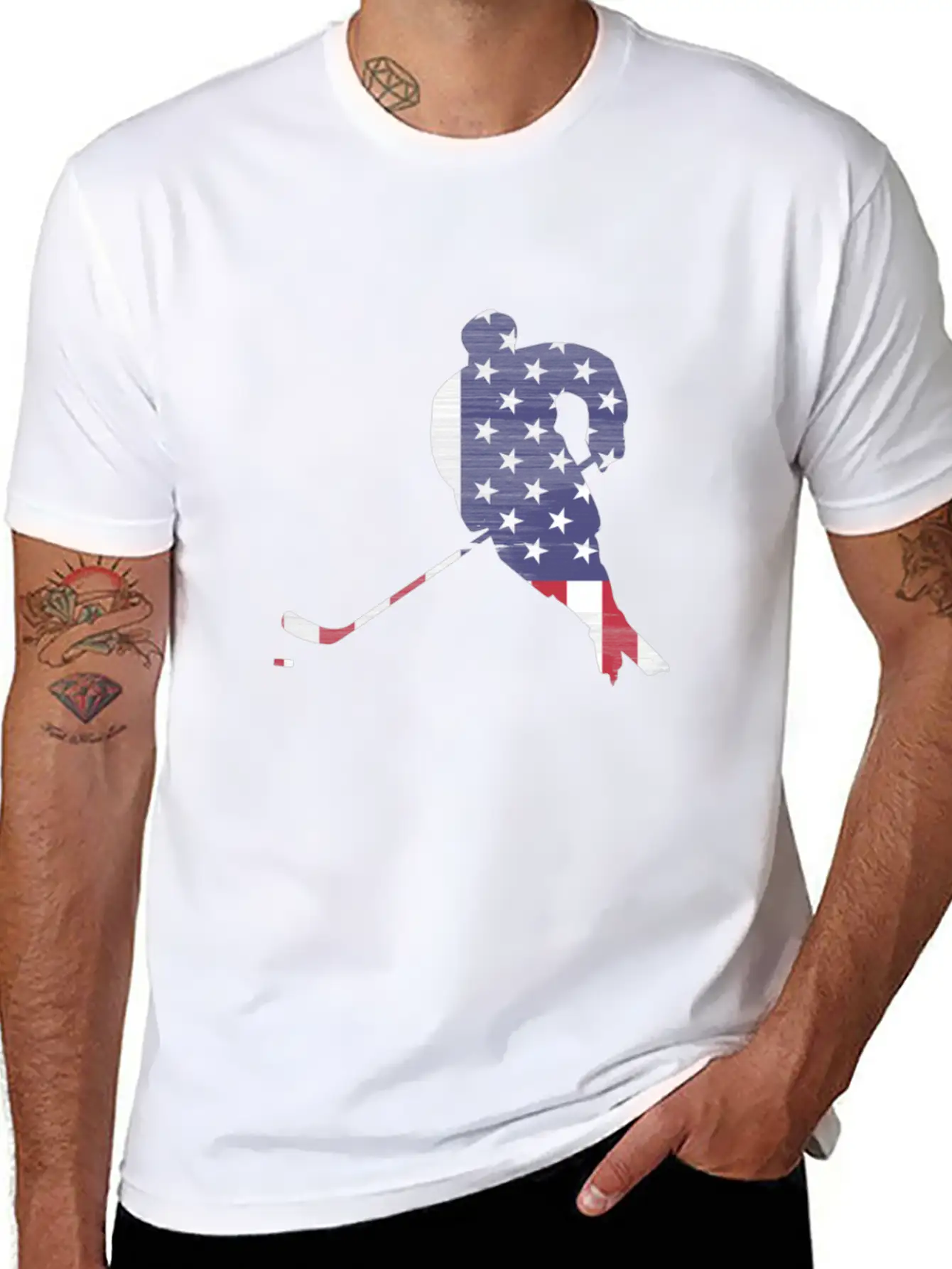 USA Flag Hockey Silhouette Unisex Casual T-Shirt – Clean Design For Daily Comfort