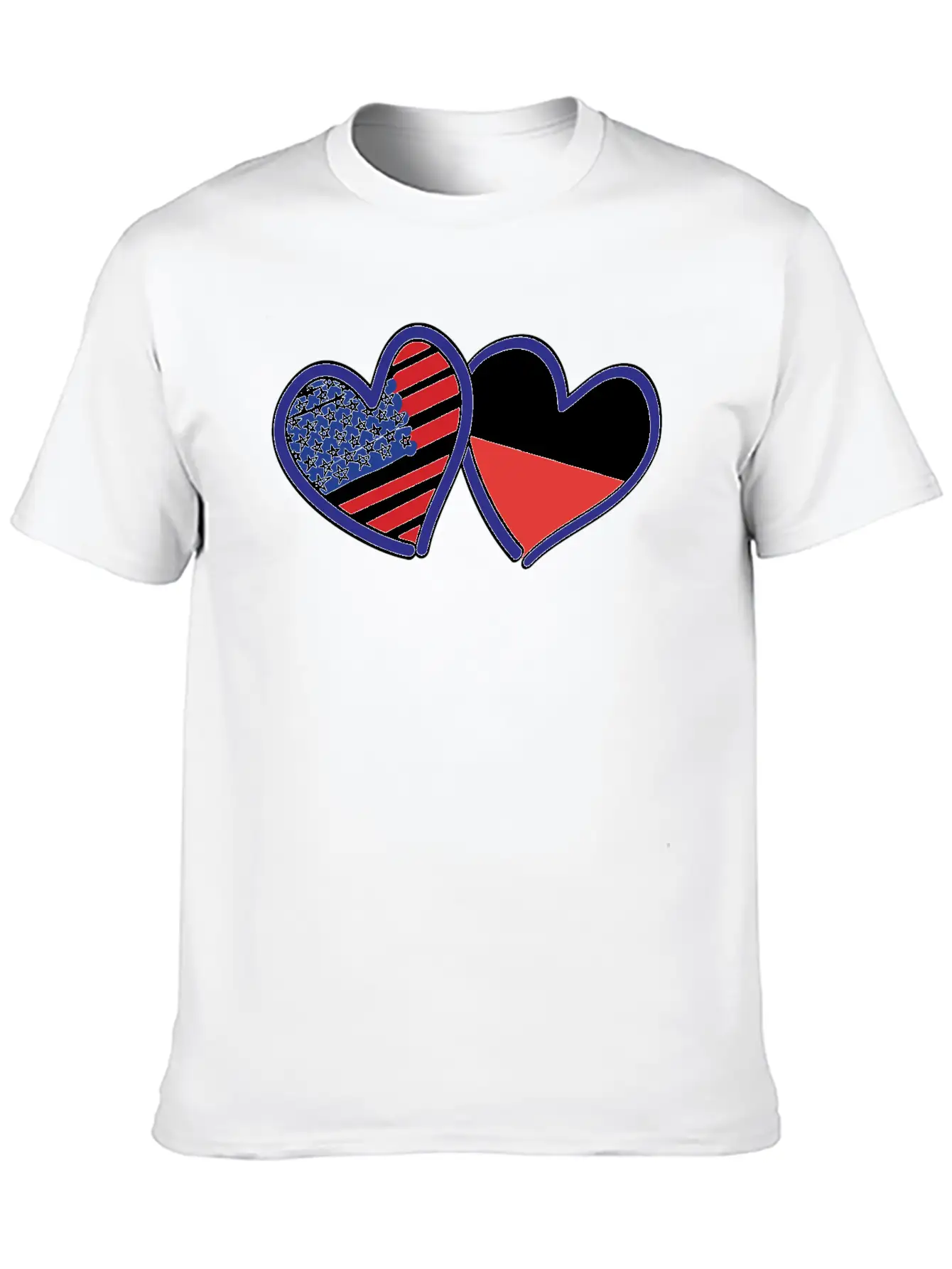USA Poland Flag Hearts Unisex Short Sleeve Soft Cotton T-Shirt – Casual Everyday Wear