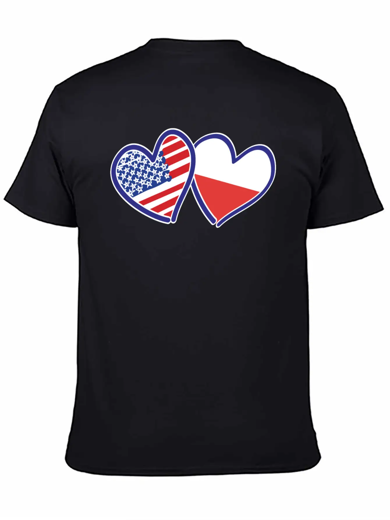 USA Poland Flag Hearts Unisex Short Sleeve Soft Cotton T-Shirt – Casual Everyday Wear