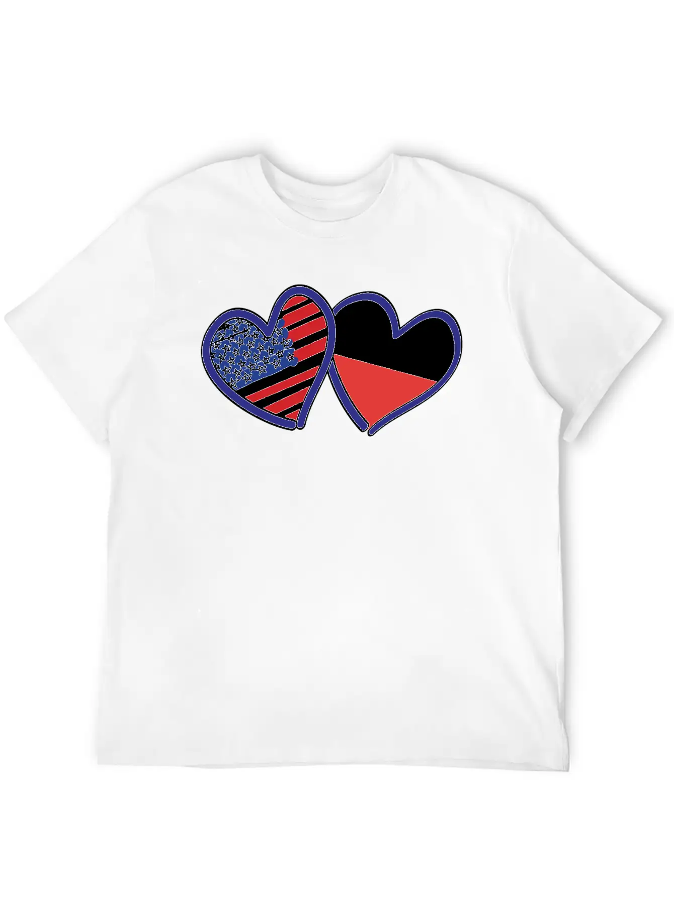 USA Poland Flag Hearts Unisex Short Sleeve Soft Cotton T-Shirt – Casual Everyday Wear