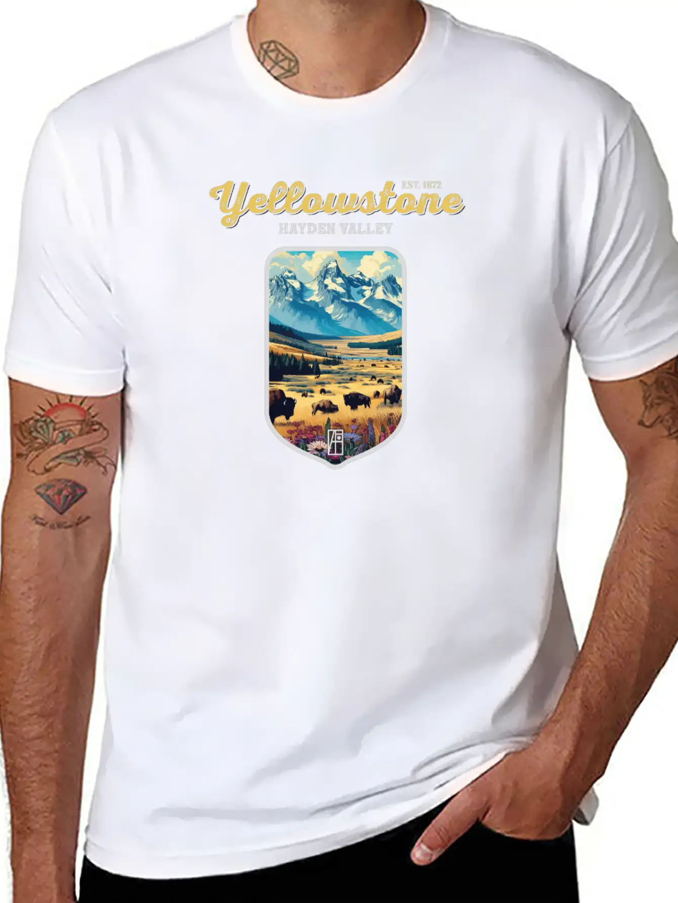USA - YELLOWSTONE - Hayden Valley - 2 Basic Graphic T-Shirt – Daily Comfort In Soft Cotton