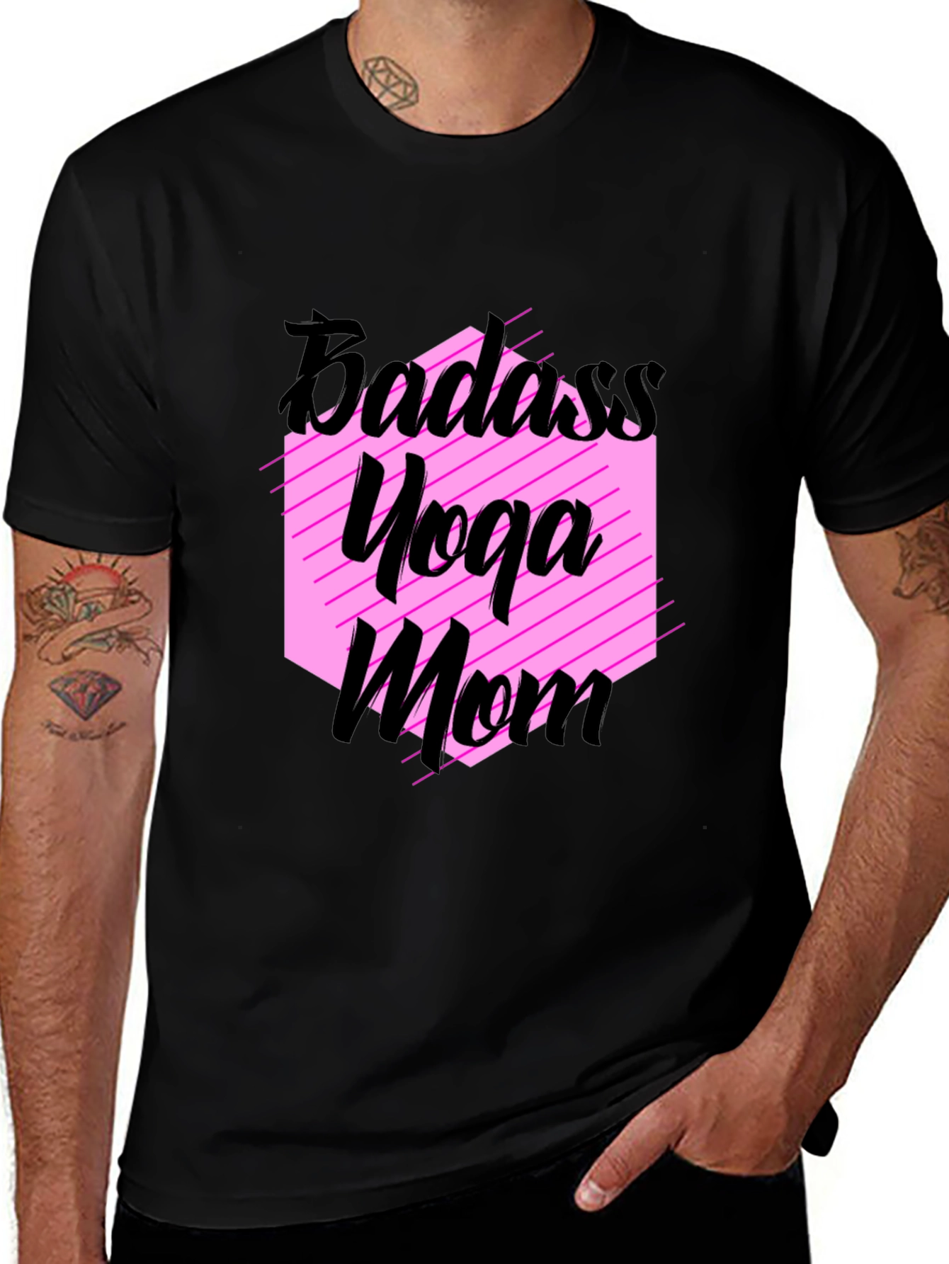 Badass Yoga Mom Black T-Shirt