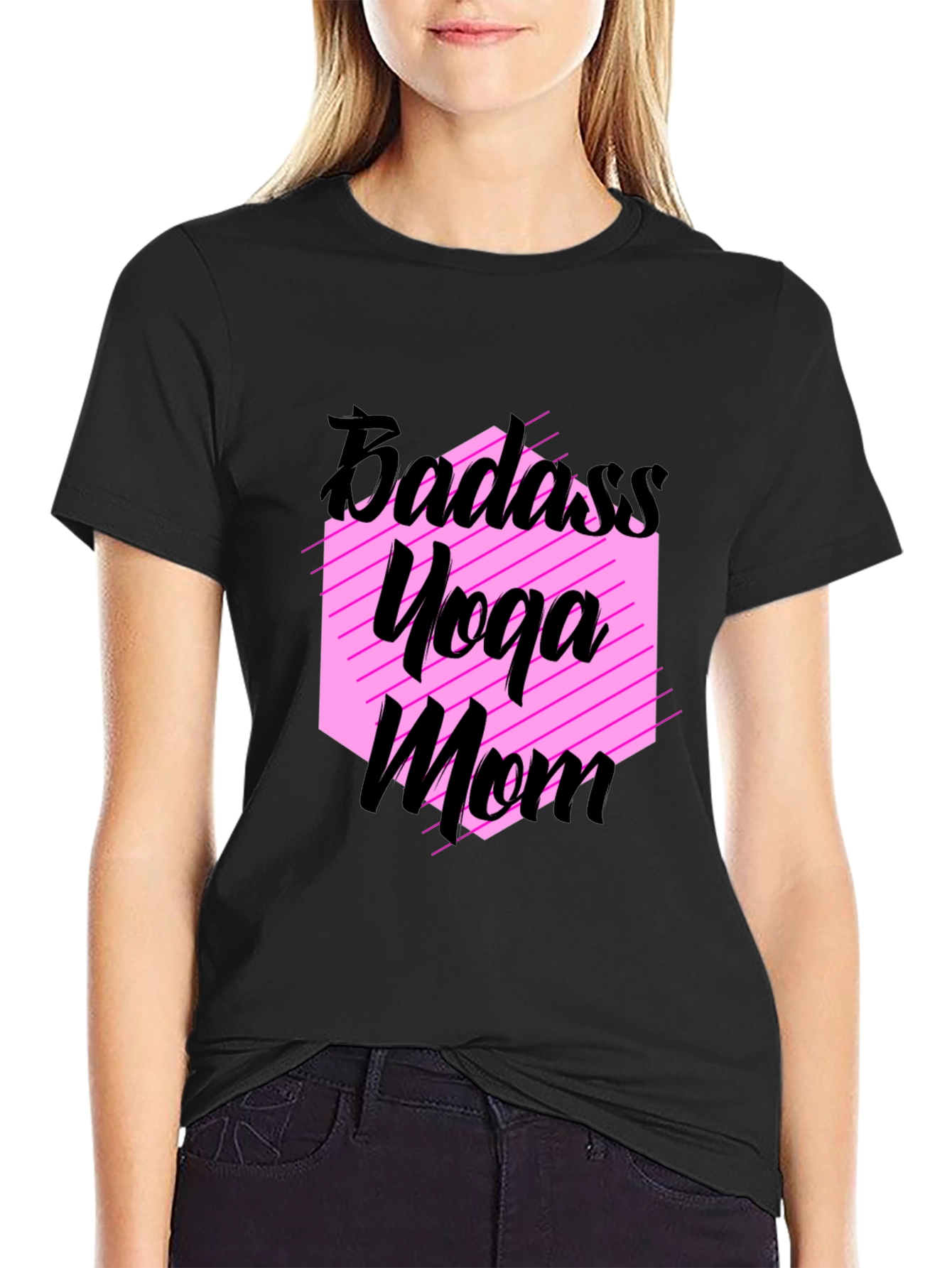 Badass Yoga Mom Black T-Shirt