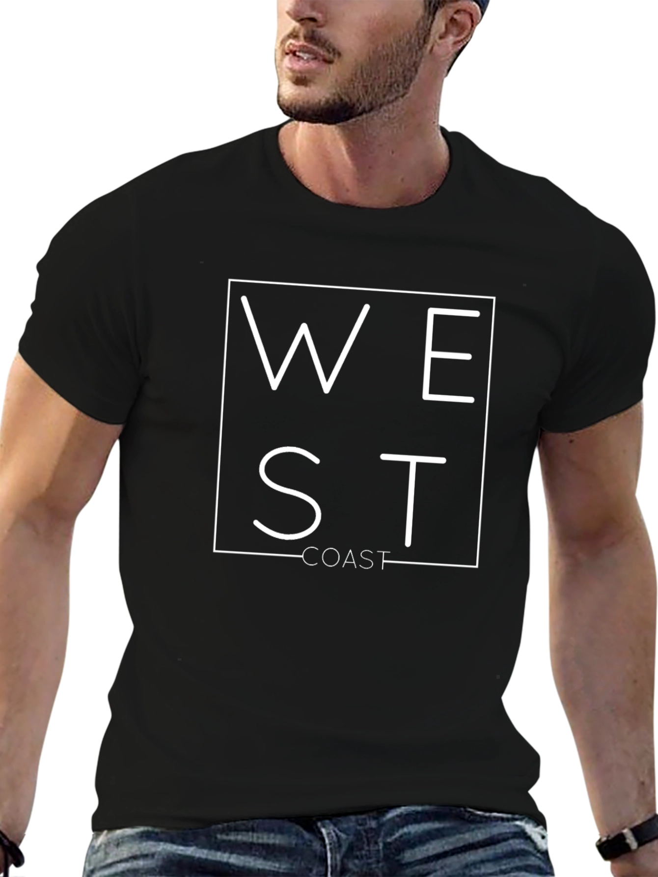 West Coast Graphic Tee - Stylish Black Cotton T-Shirt