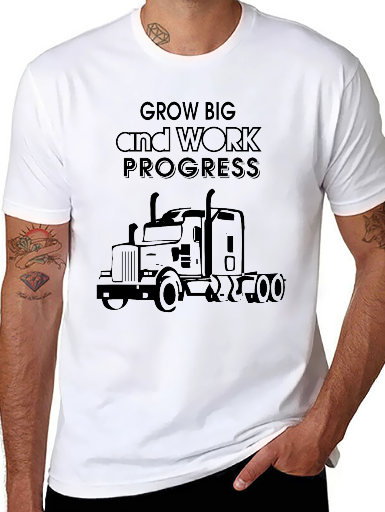 Trucker Tee: Grow Big & Work Progress