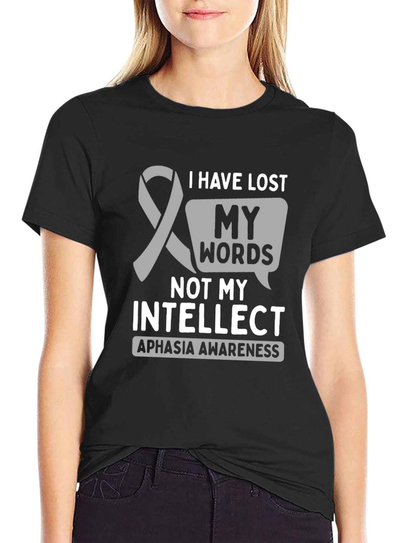 Aphasia Awareness T-Shirt: Lost Words Not Intellect