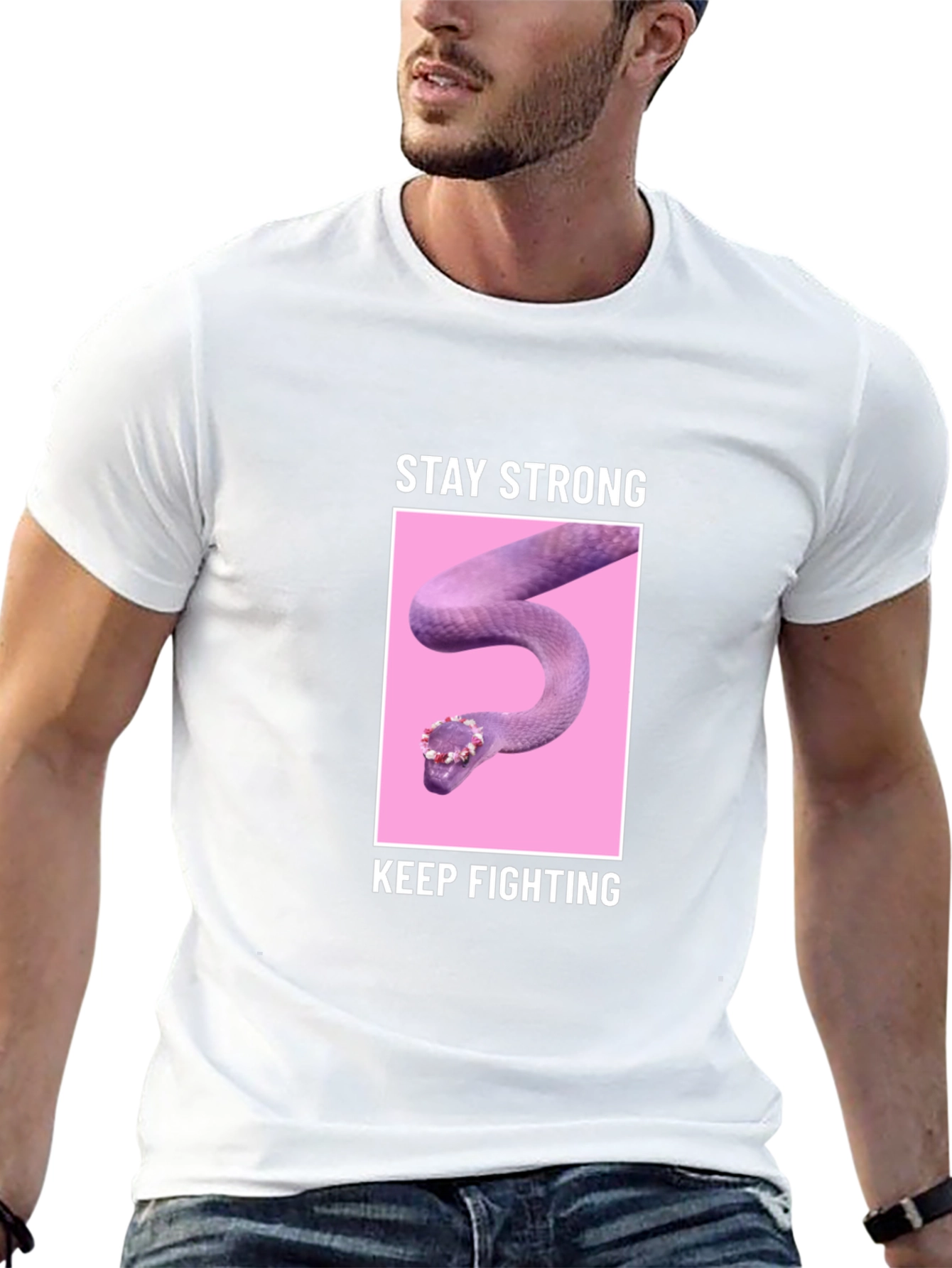 Stay Strong T-Shirt with Snake Design