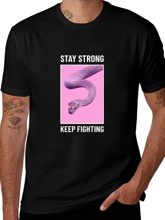 Stay Strong T-Shirt with Snake Design