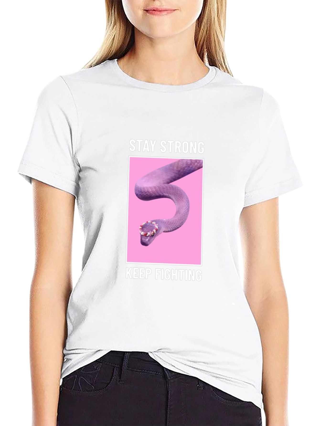 Stay Strong T-Shirt with Snake Design