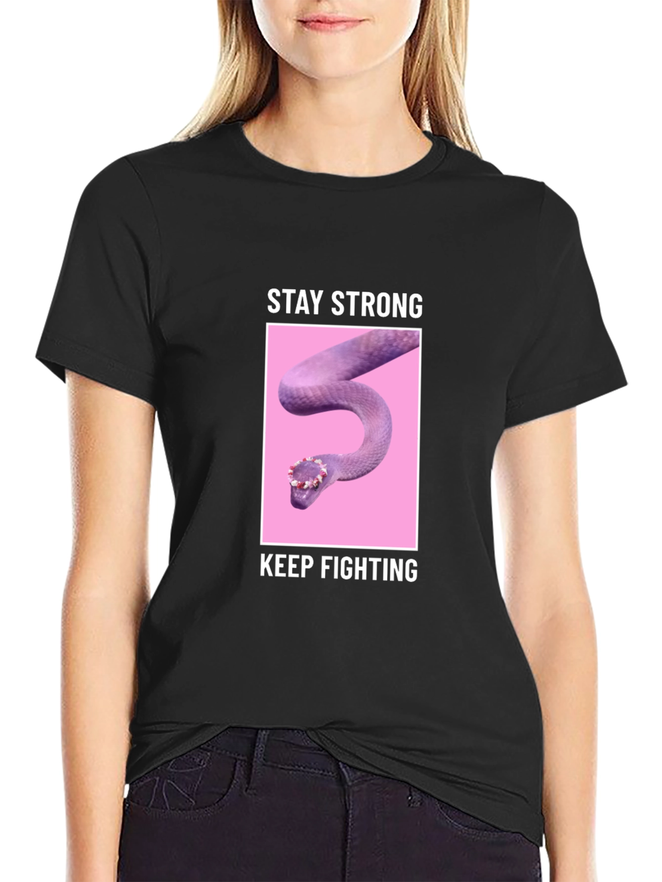 Stay Strong T-Shirt with Snake Design