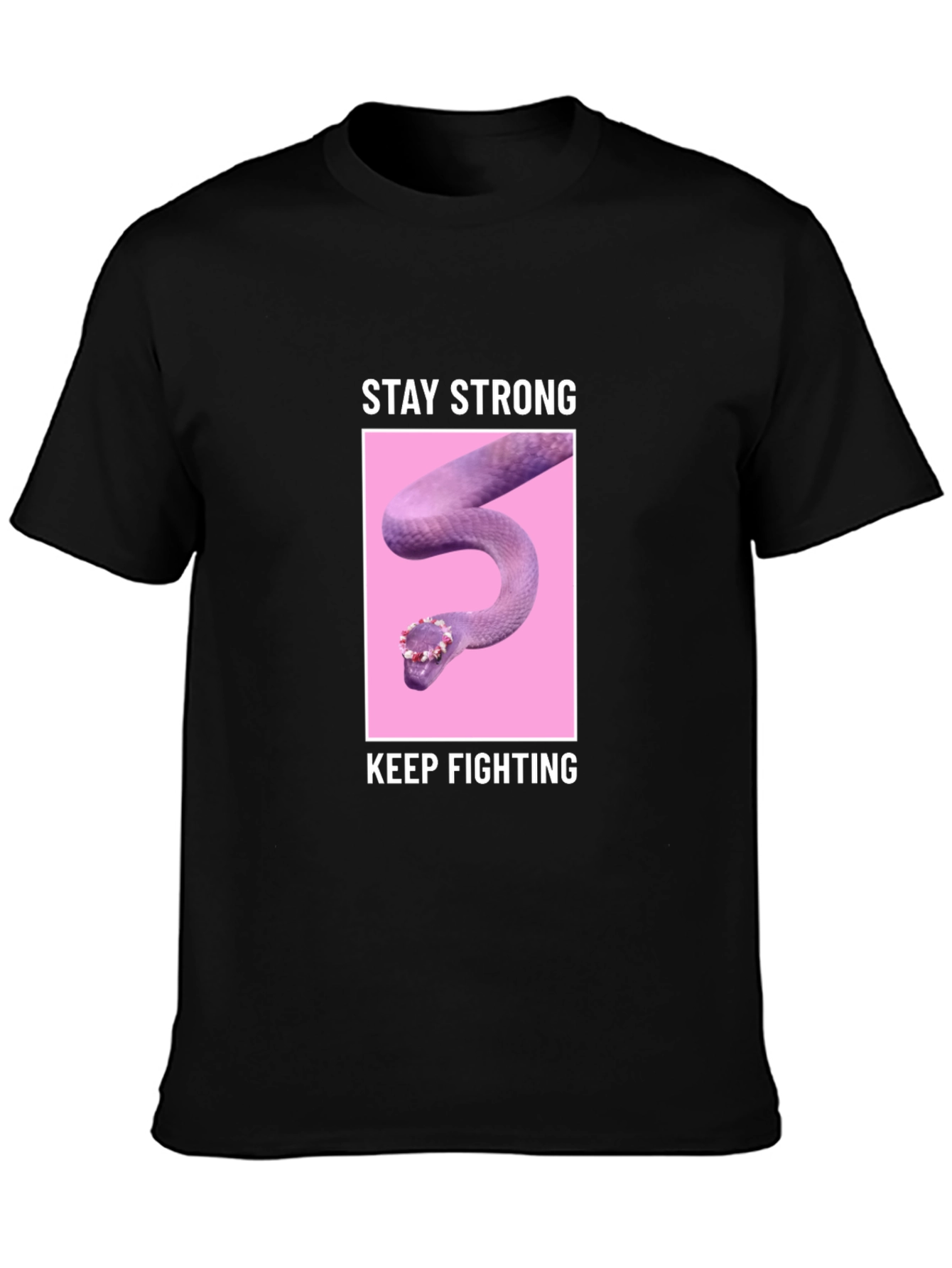 Stay Strong T-Shirt with Snake Design
