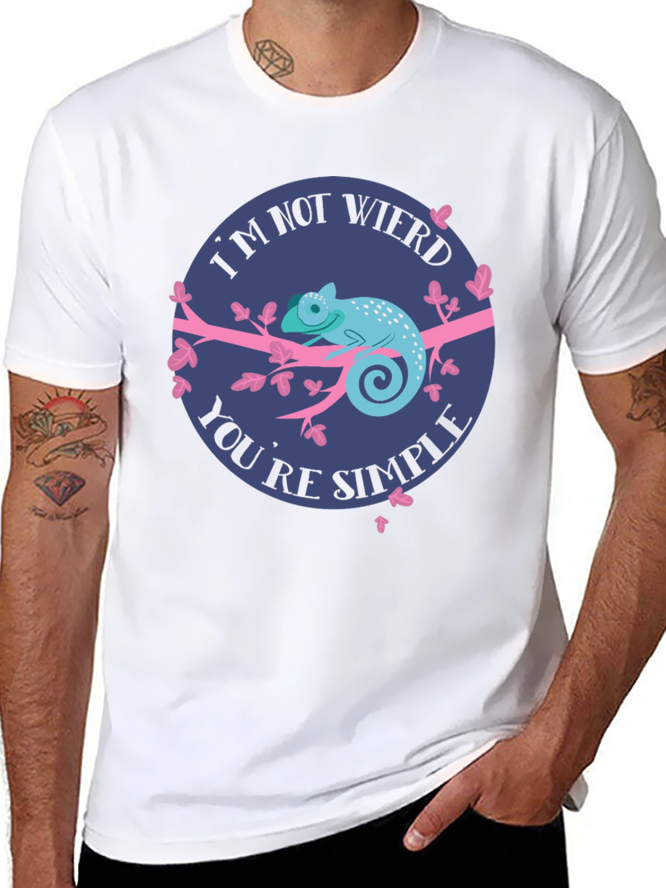 Funny Chameleon Graphic Tee - Im Not Weird