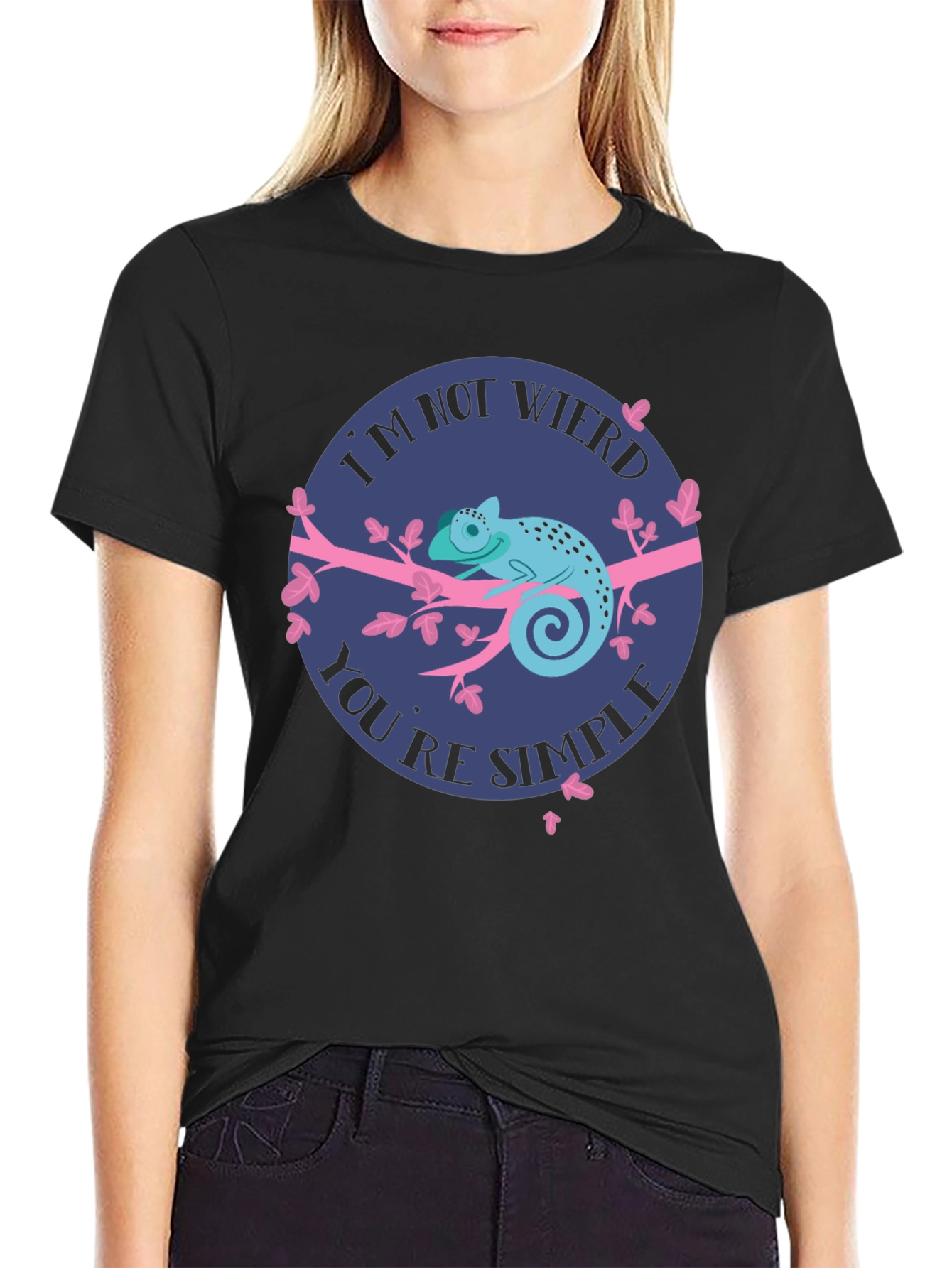 Funny Chameleon Graphic Tee - Im Not Weird