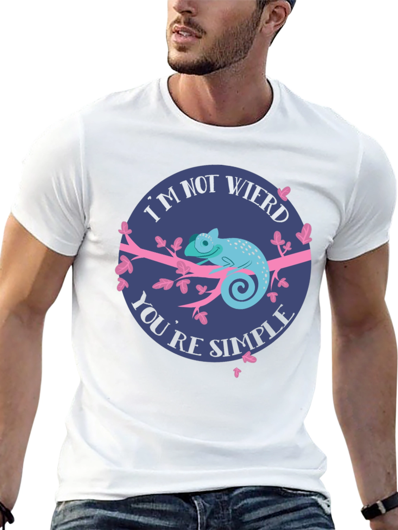 Funny Chameleon Graphic Tee - Im Not Weird