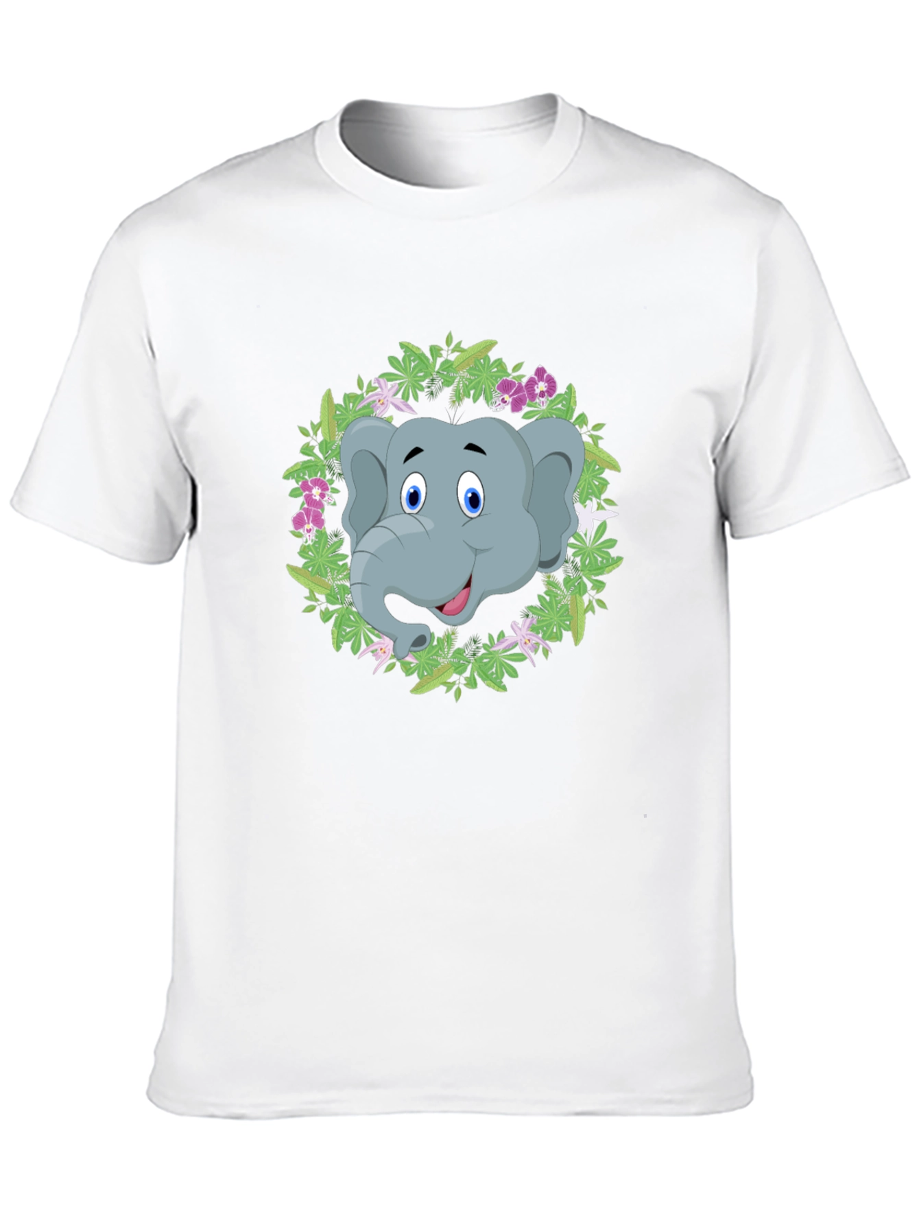 Elephant Floral Wreath Graphic Tee - Black