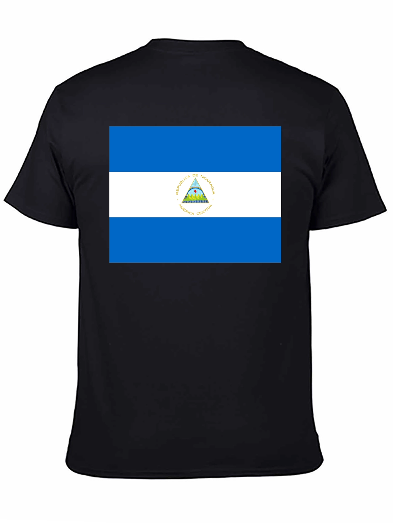 Nicaragua Flag T-Shirt - Black Cotton Tee