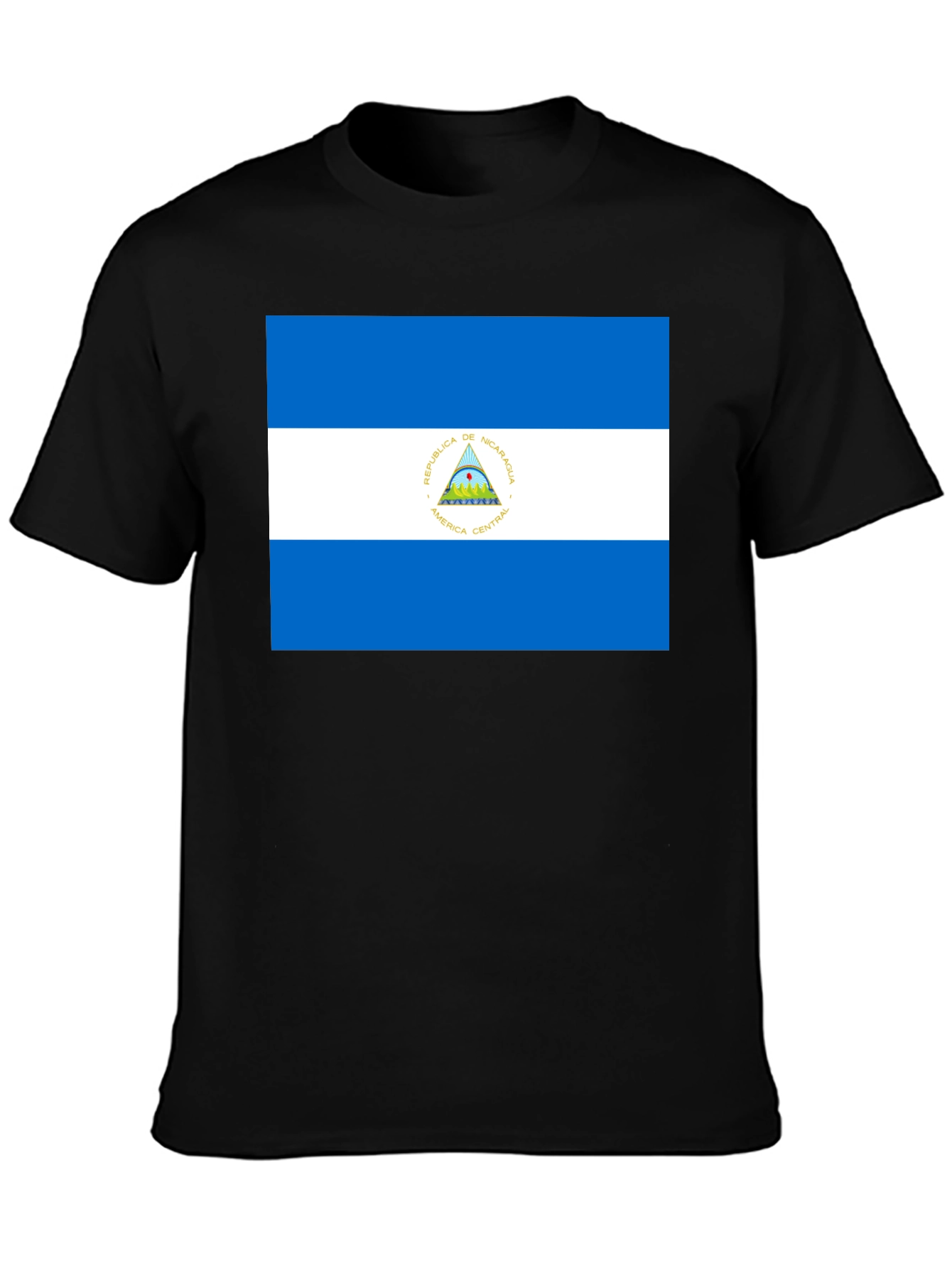 Nicaragua Flag T-Shirt - Black Cotton Tee