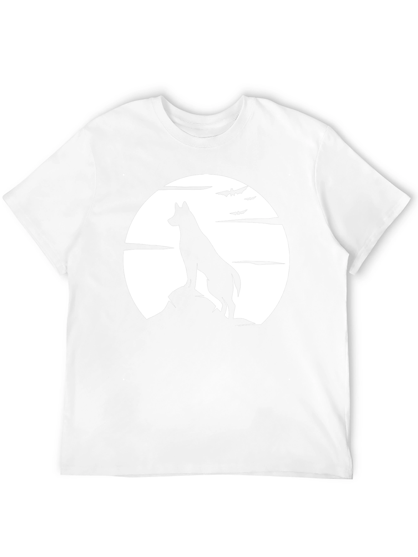 Wolf Moon Silhouette Graphic Black T-Shirt