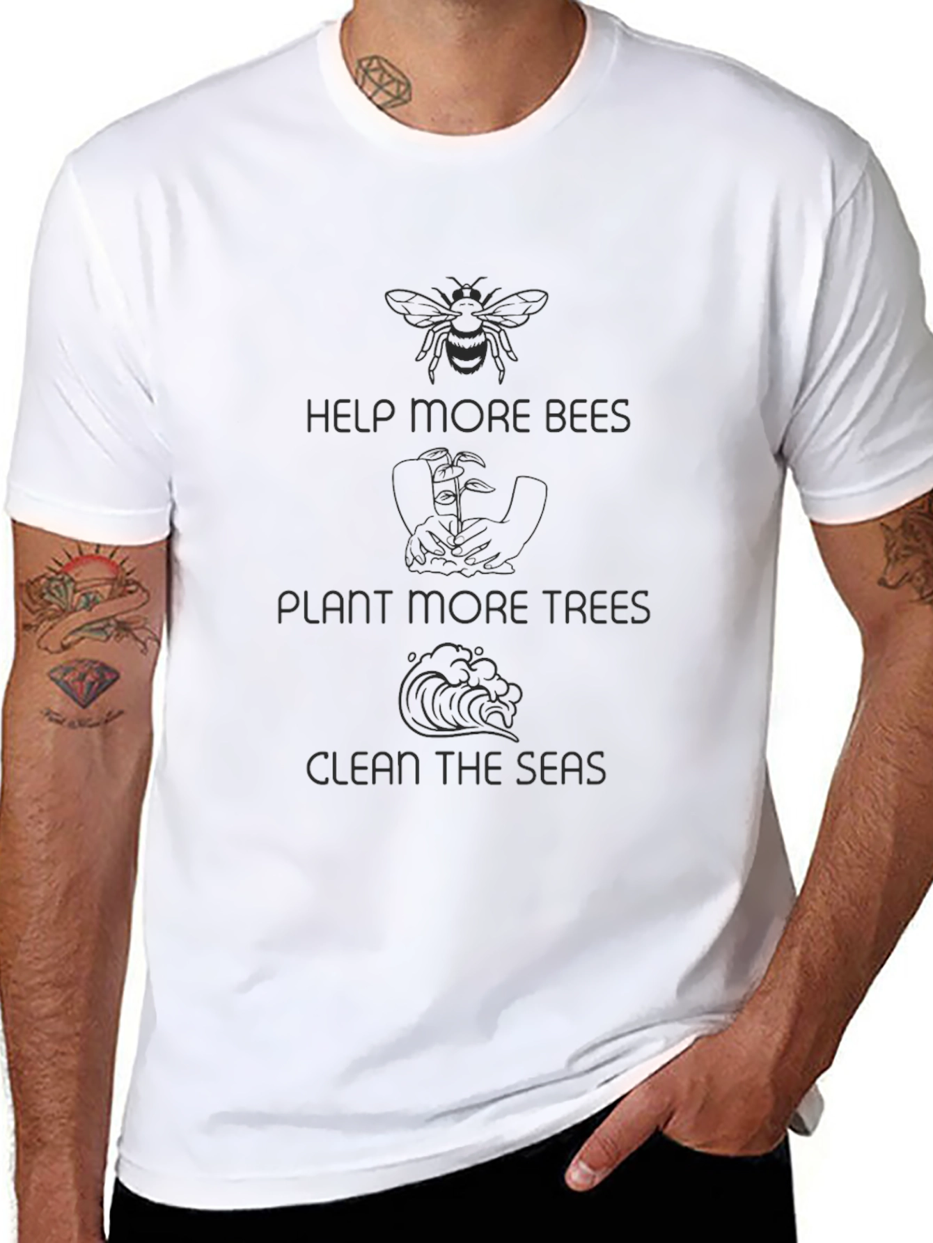 Eco-Friendly Tee: Help Bees Plant Trees Clean Seas