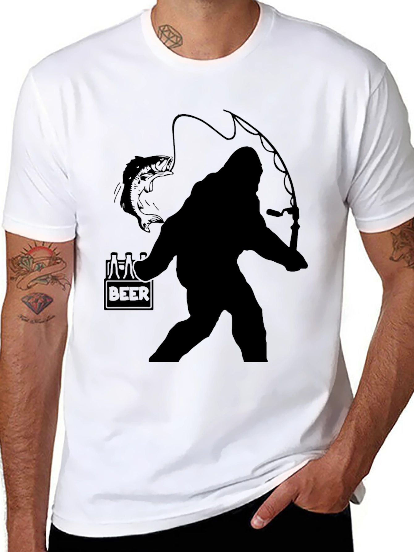 Sasquatch Fishing Beer T-Shirt