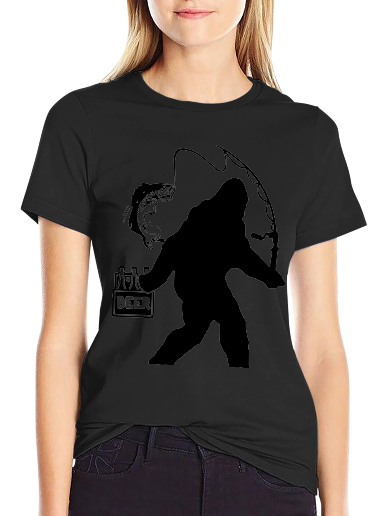 Sasquatch Fishing Beer T-Shirt