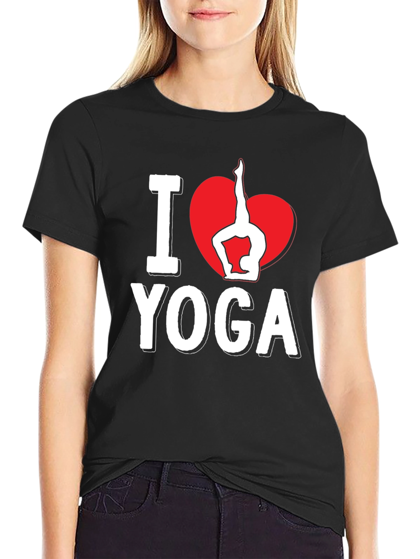 I Heart Yoga Black Graphic Tee