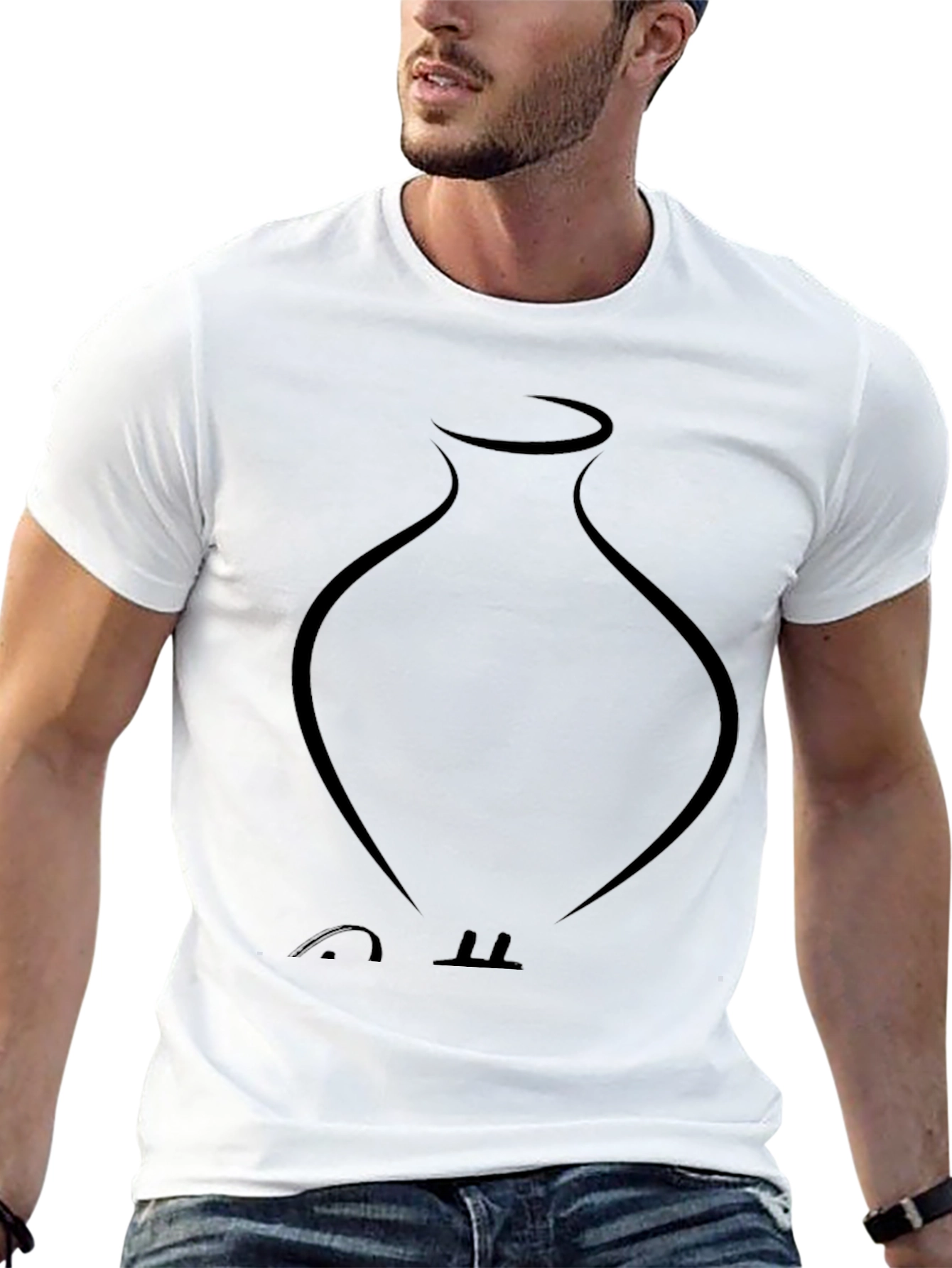 Minimalist Vase Graphic Black T-Shirt