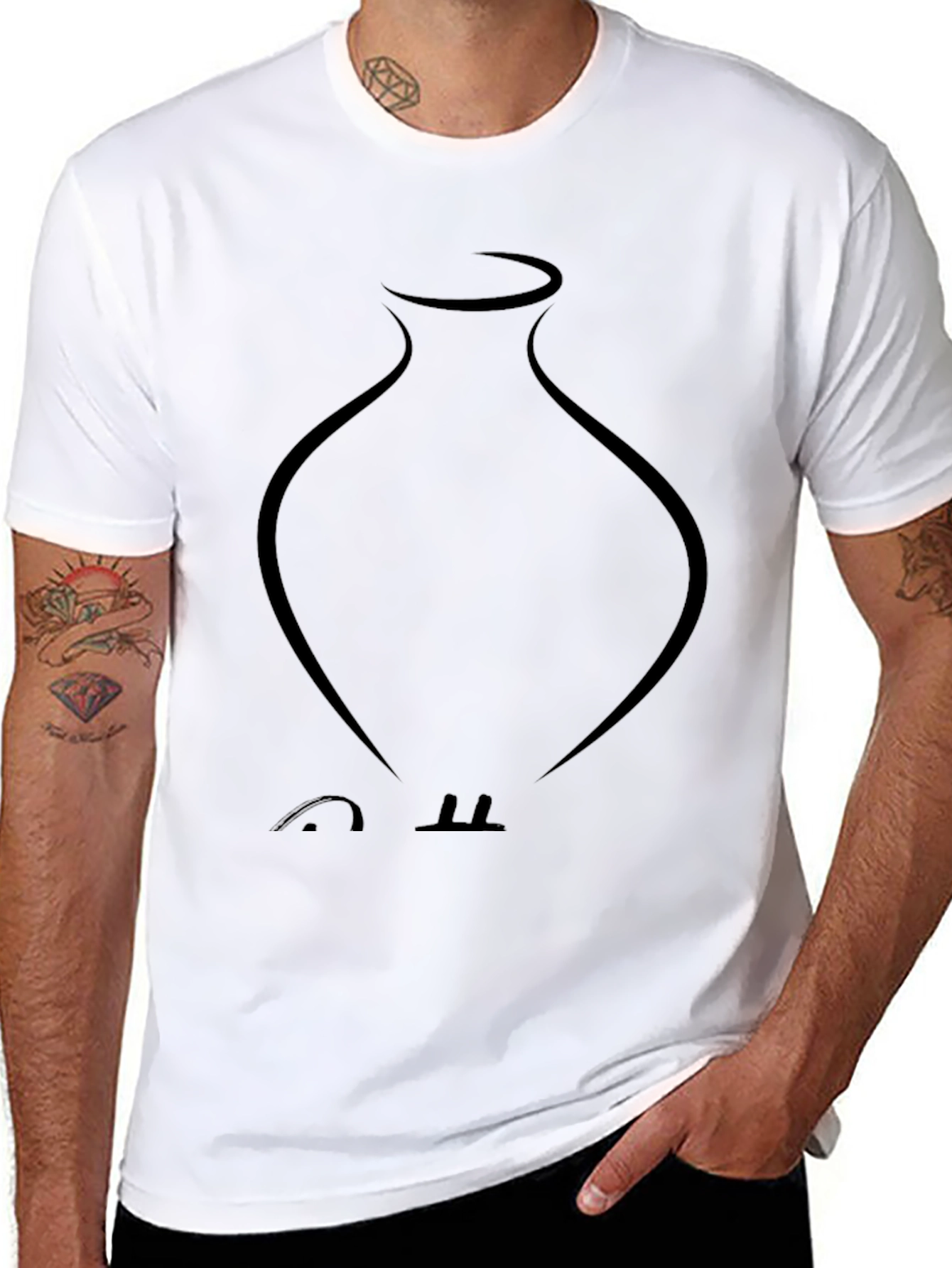 Minimalist Vase Graphic Black T-Shirt