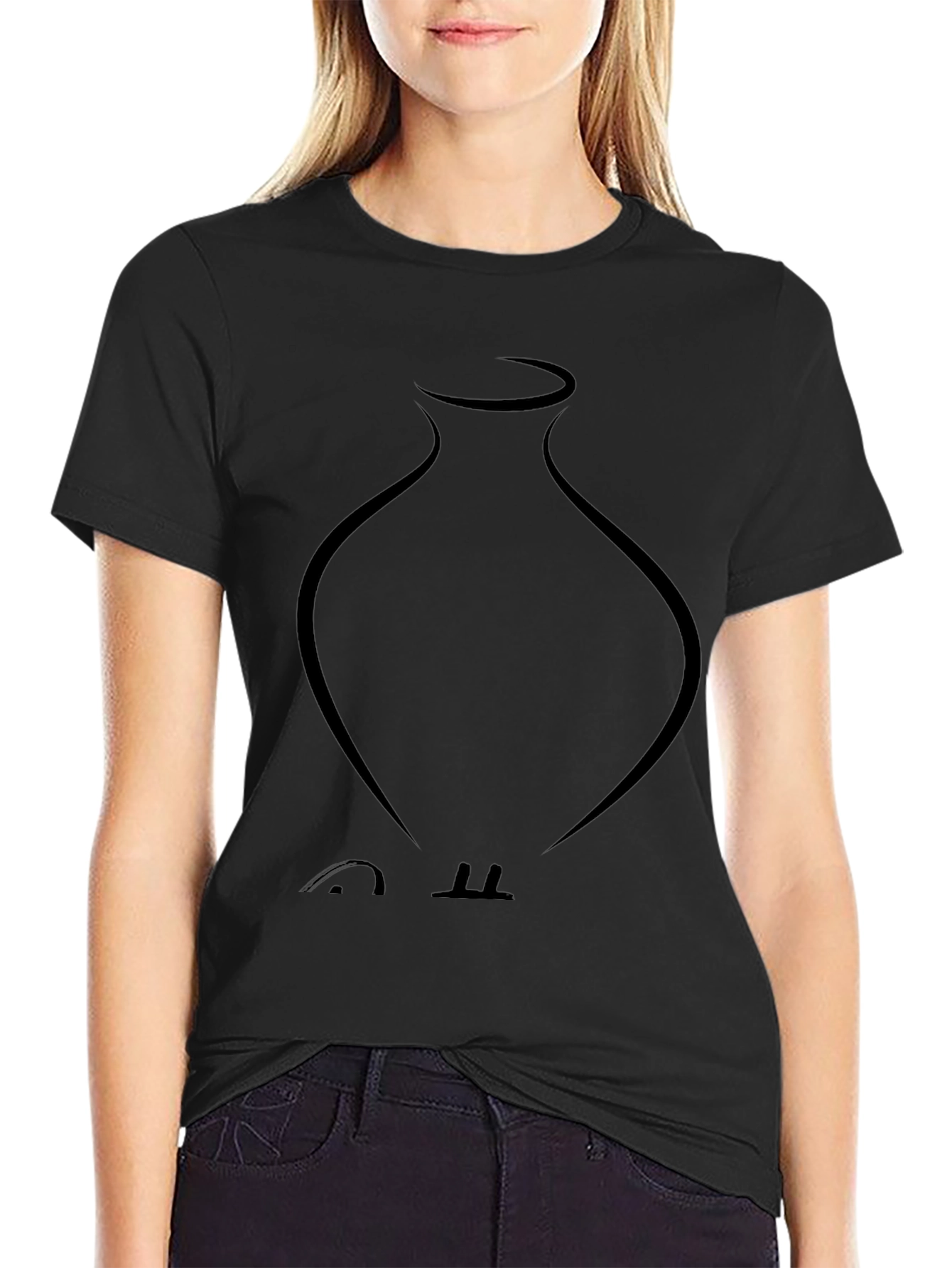 Minimalist Vase Graphic Black T-Shirt