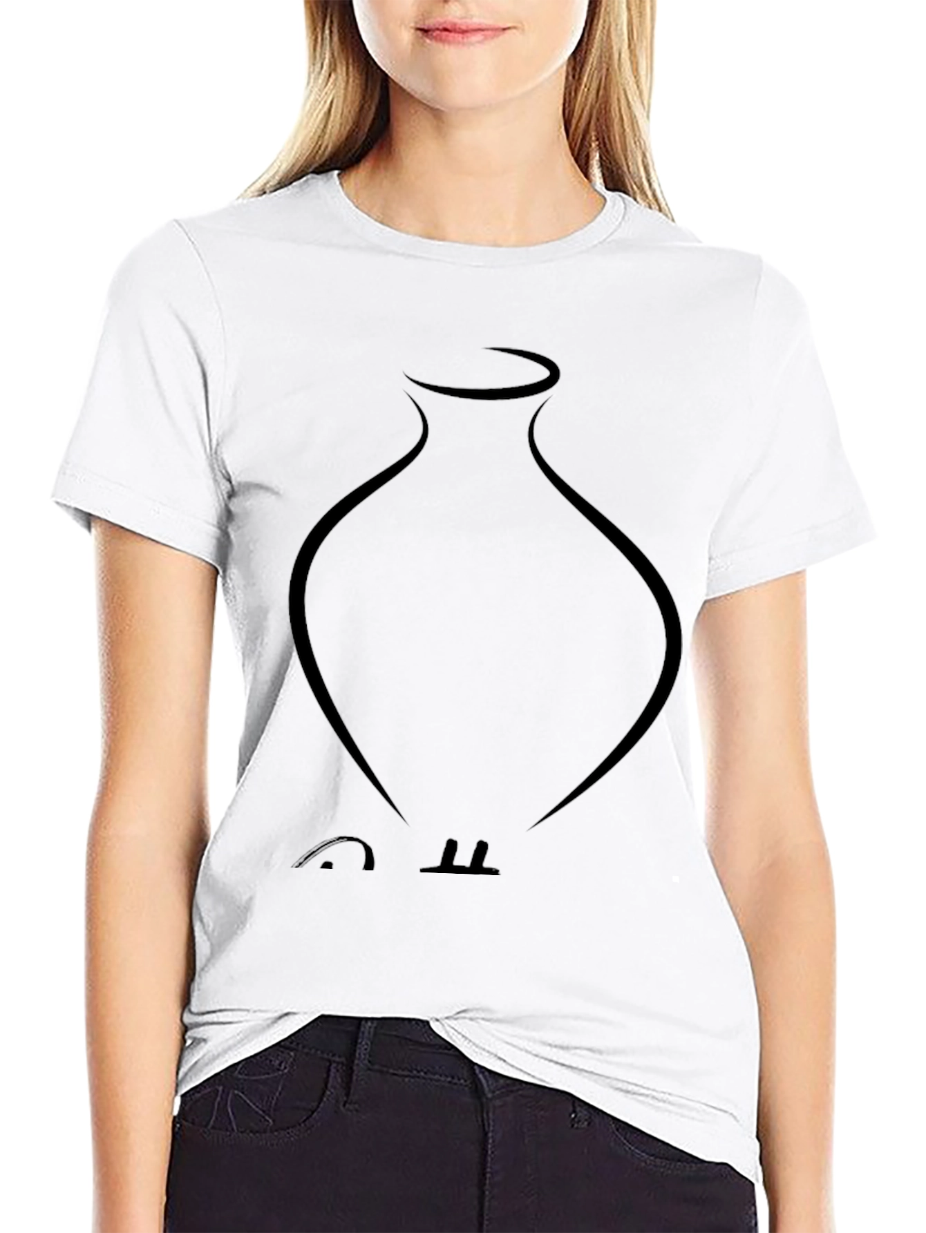 Minimalist Vase Graphic Black T-Shirt