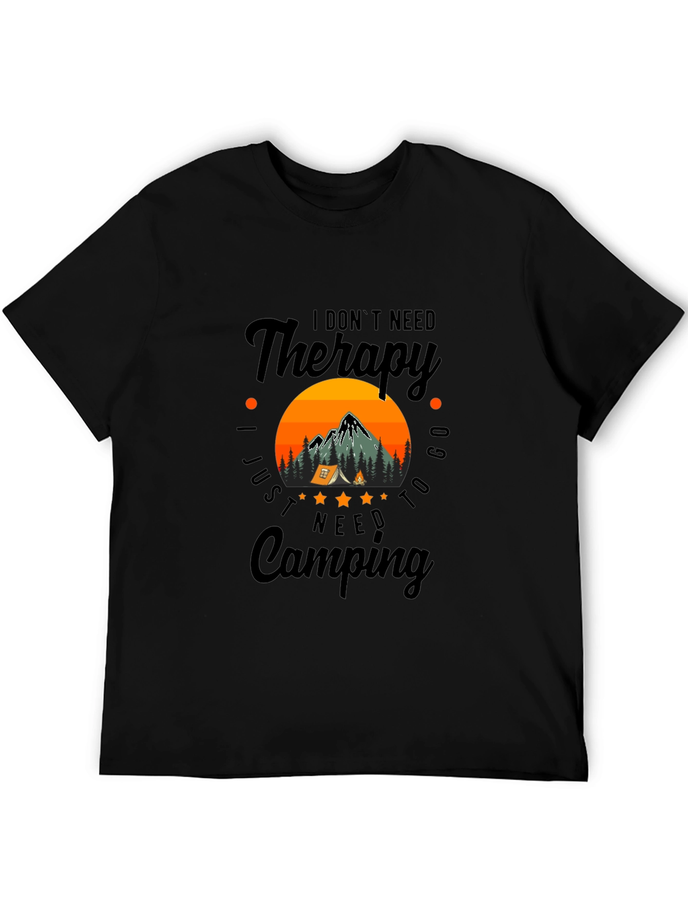 Camping Therapy Black T-Shirt