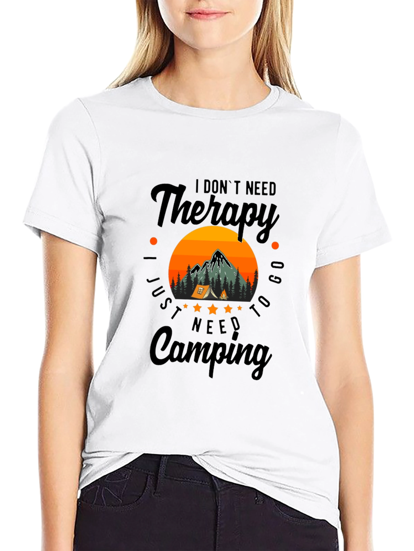 Camping Therapy Black T-Shirt