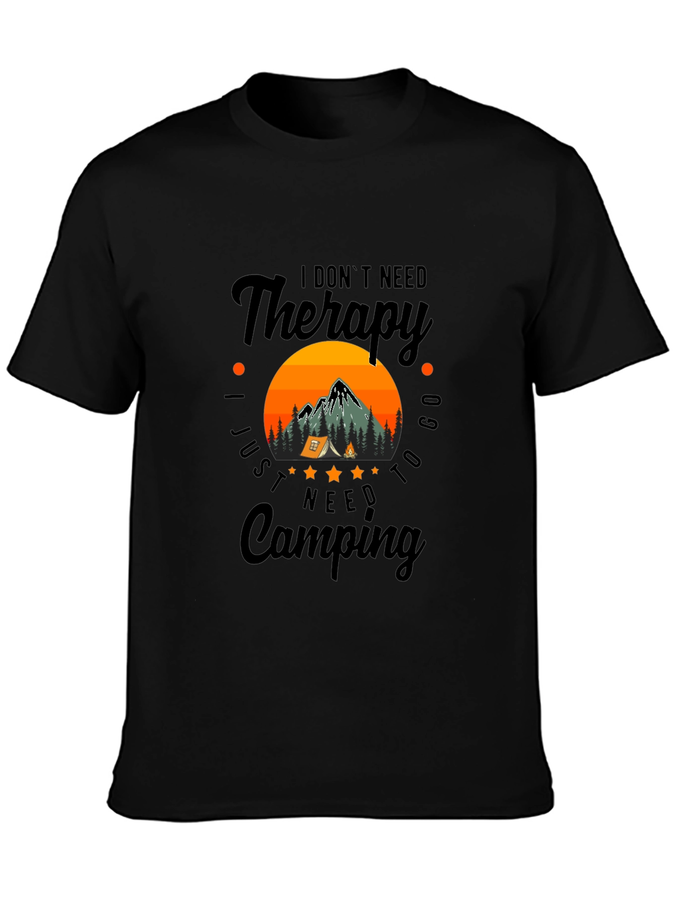 Camping Therapy Black T-Shirt