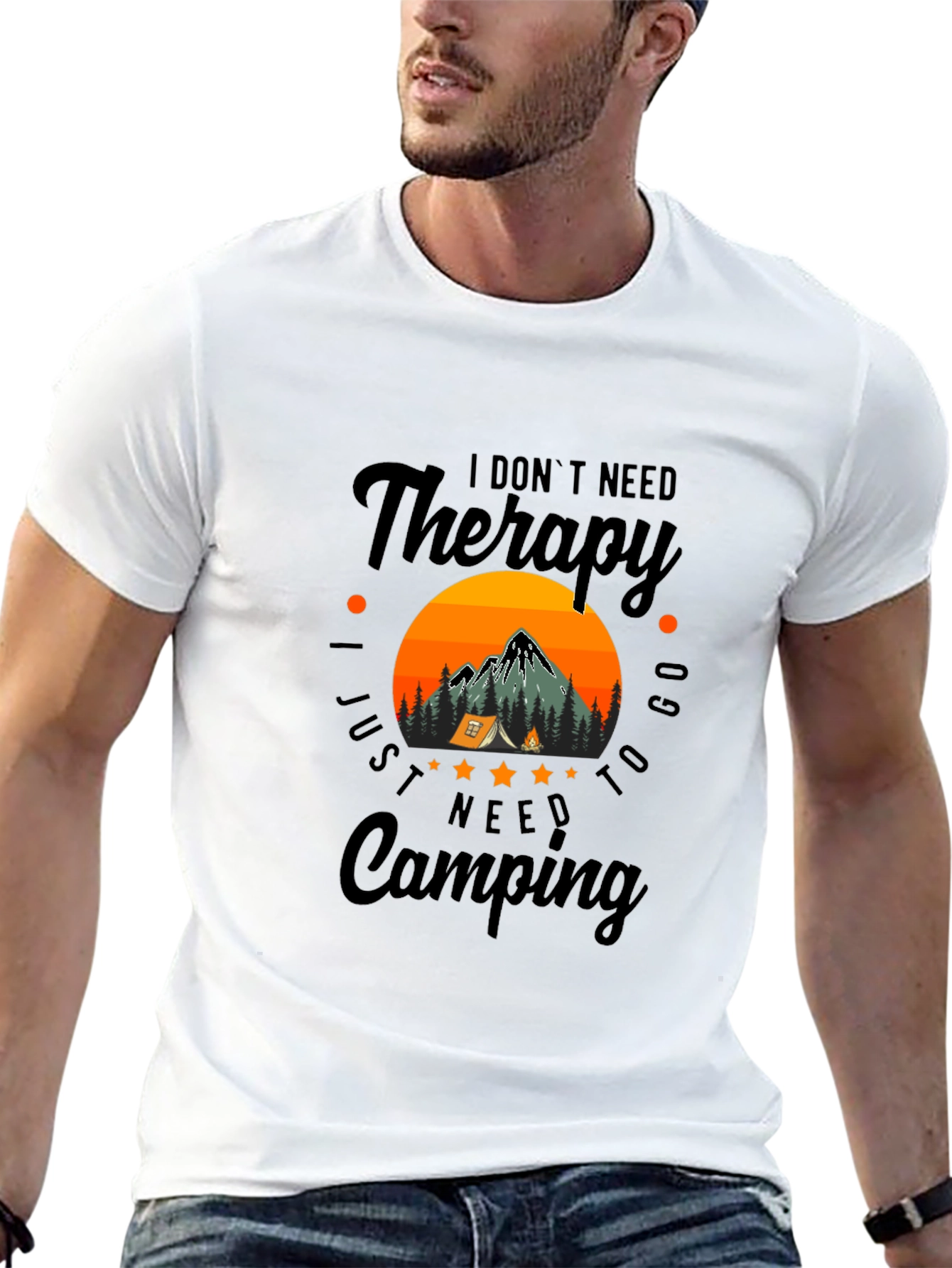 Camping Therapy Black T-Shirt