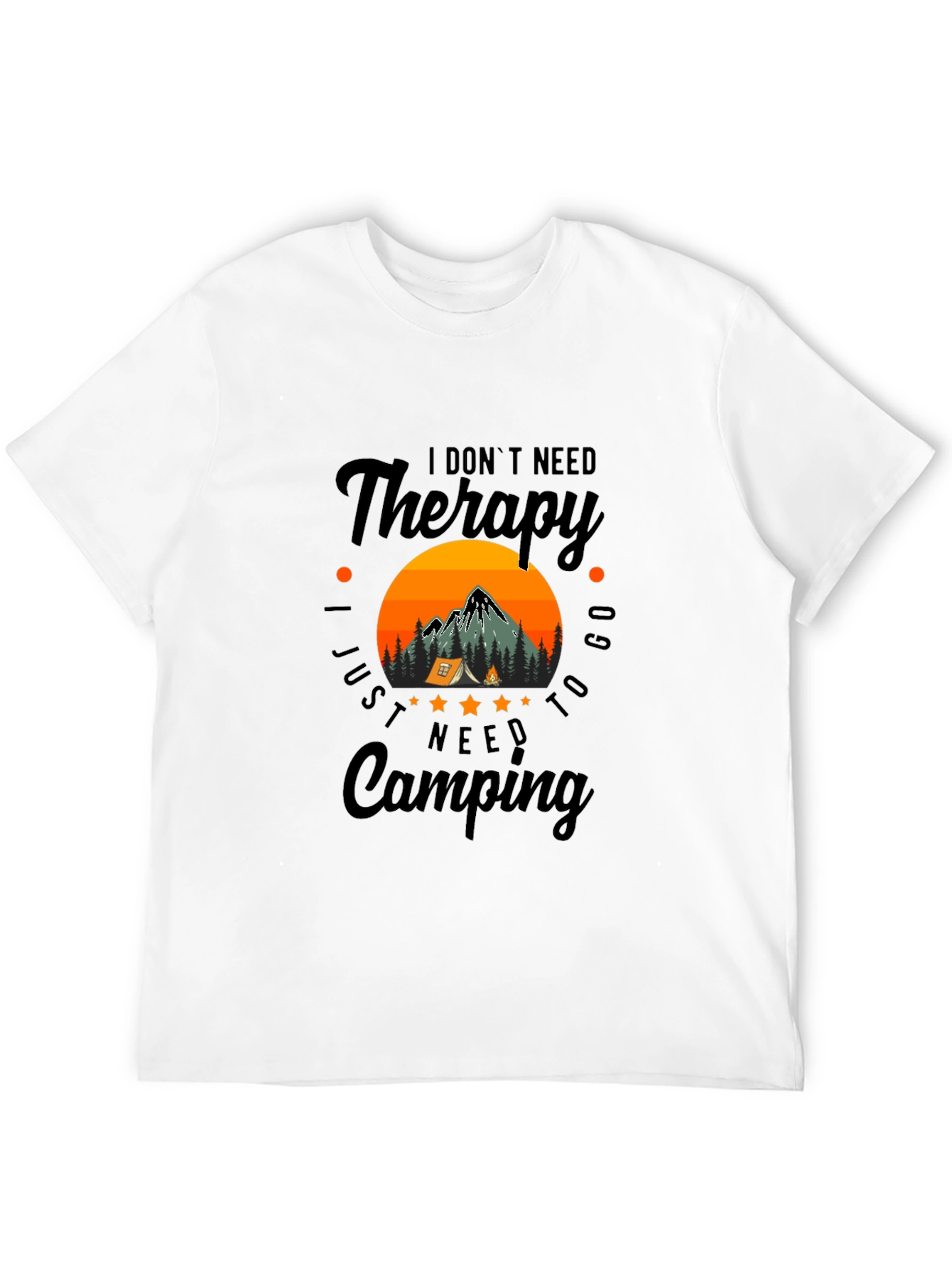 Camping Therapy Black T-Shirt