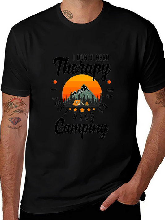 Camping Therapy Black T-Shirt