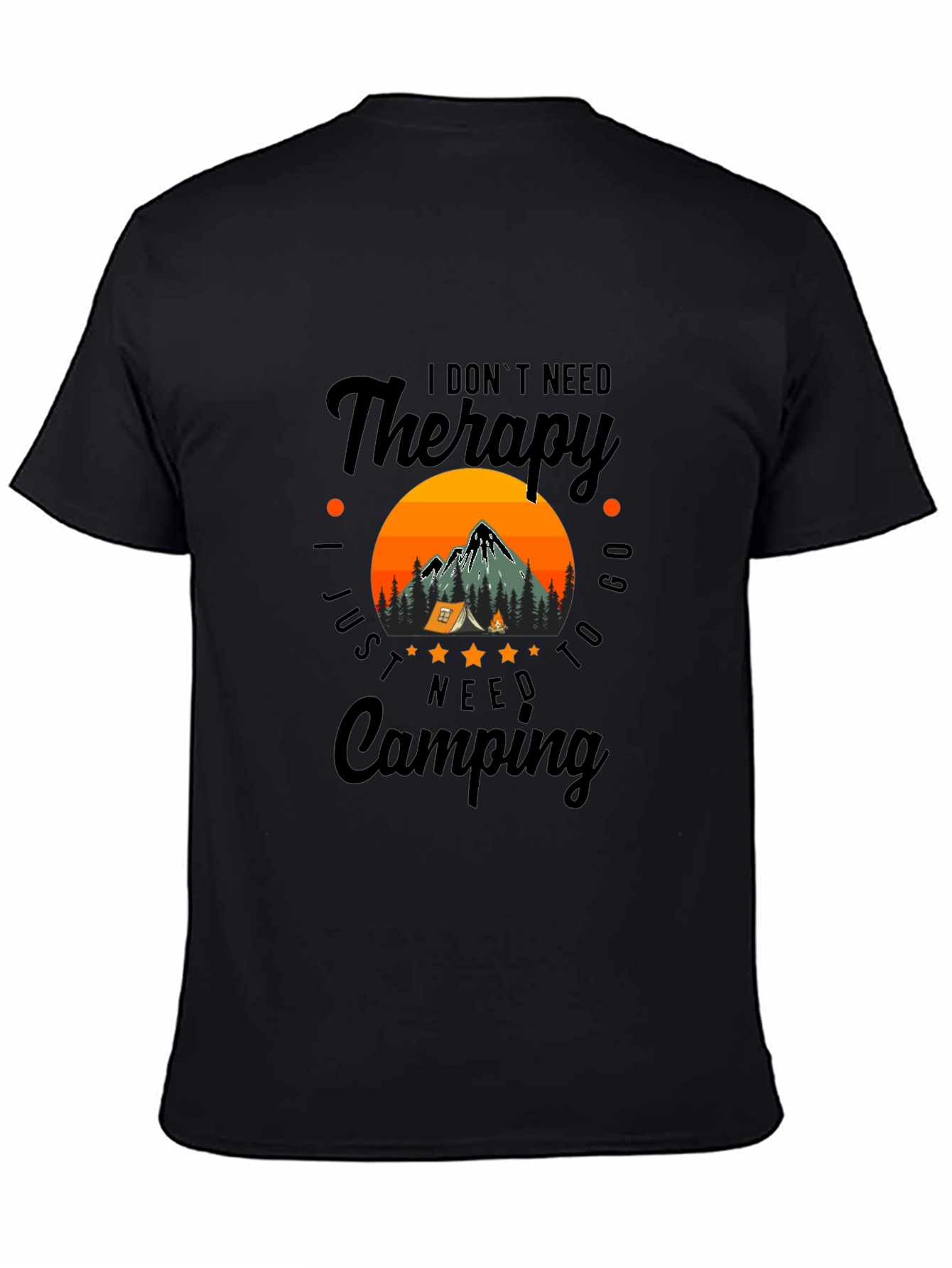 Camping Therapy Black T-Shirt