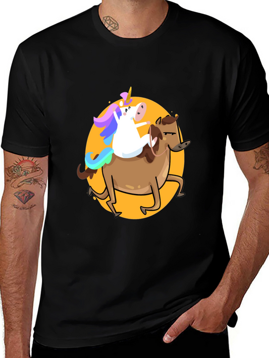 Unicorn Riding Horse Graphic T-Shirt - Fun & Unique Tee