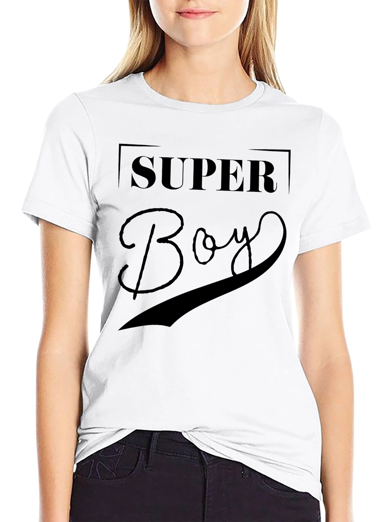 Super Boy Graphic Print Black T-Shirt