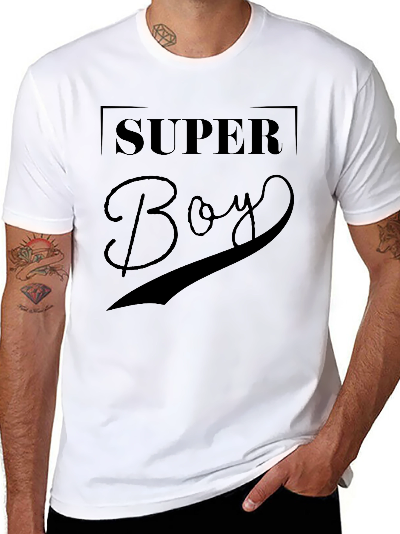 Super Boy Graphic Print Black T-Shirt